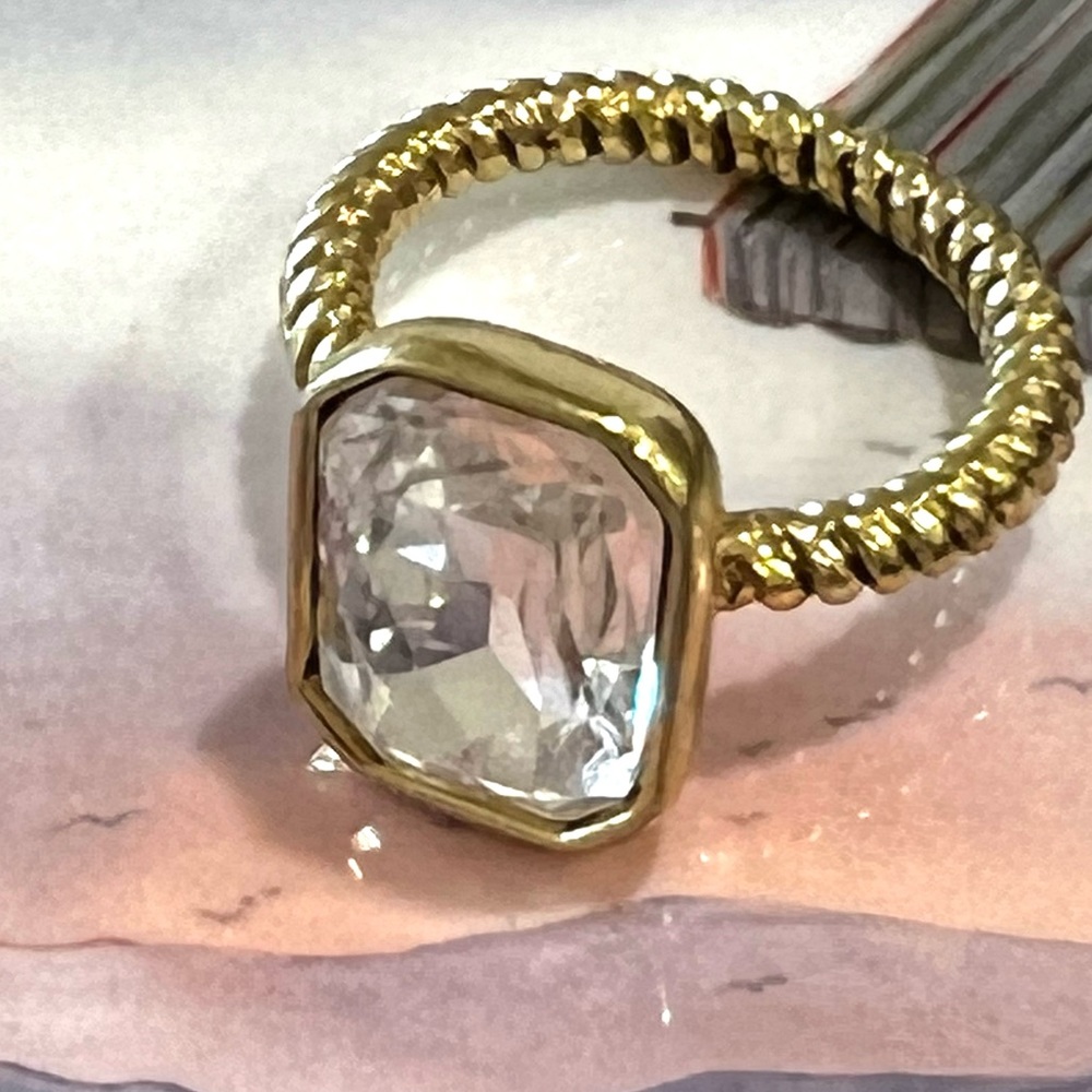 Heidi Daus SALE 🆕 rectangle faceted Clear crystal size 7 ring - Picture 5 of 11